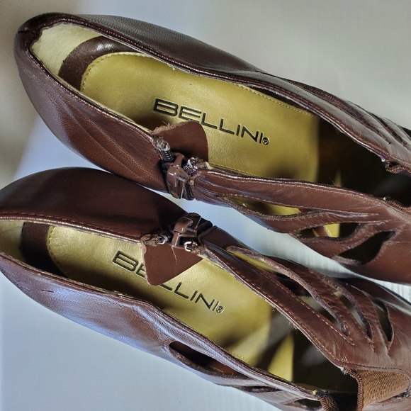 Bellini Brown Leather Cutout Pumps - Picture 8 of 10